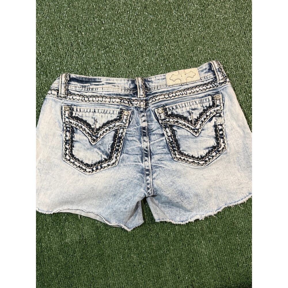 RETRO Y2K MISS ME CUTOFF BLUE DENIM SHORTS - Picture 7 of 8